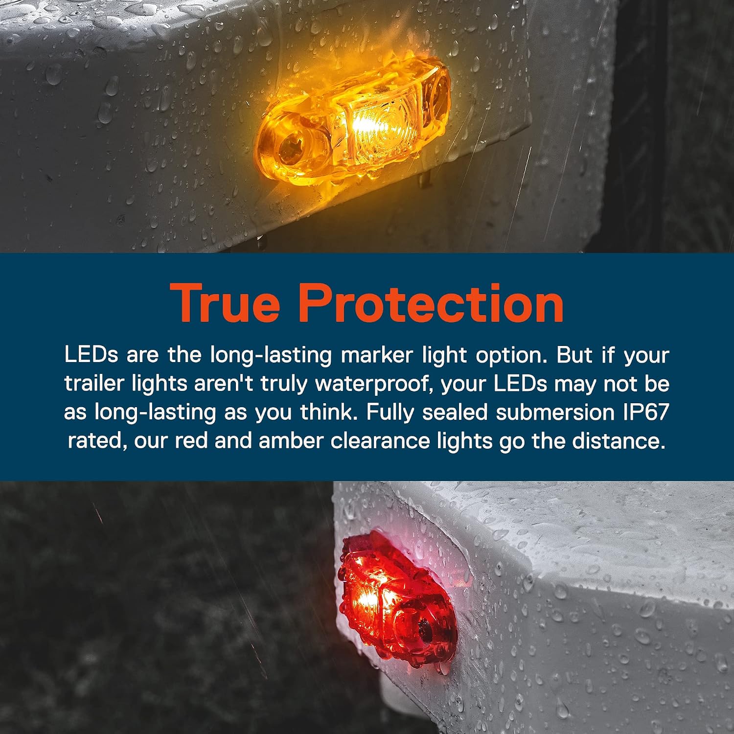 TRUE MODS 2pc 2.5" Amber Oval LED Trailer Marker Lights for Boat Trailer RV