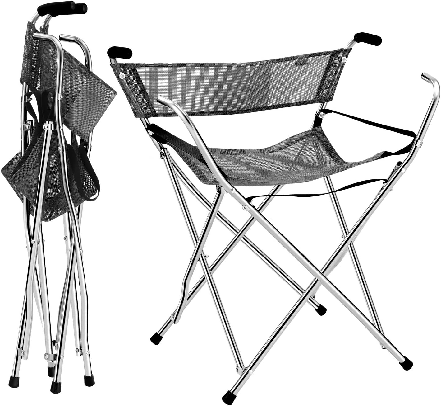 Freshore® Walking Stick Folding Cane Seat for Women/Men with Heavy Duty - Walker Chair Bench Camping Travel Stool 2 Handle with 4 Legs (for Standard Figure)