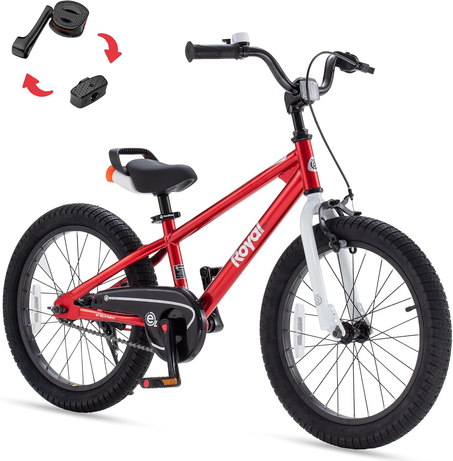 RoyalBaby EZ Kids Bike 12 14 16 18 20 Inch Balance Pedal 2-in-1 Training Bicycle Boys Girls Ages 3 to 12 Years Easy Learn for Beginners