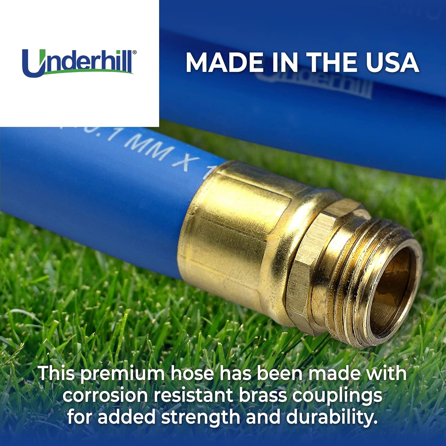 UltraMax Commercial Garden Water Hose 50 ft, Lightweight, Flexible, Anti-Kink, All Weather, 1200 psi, H75-050B, 3/4 Inch x 50 ft, Blue