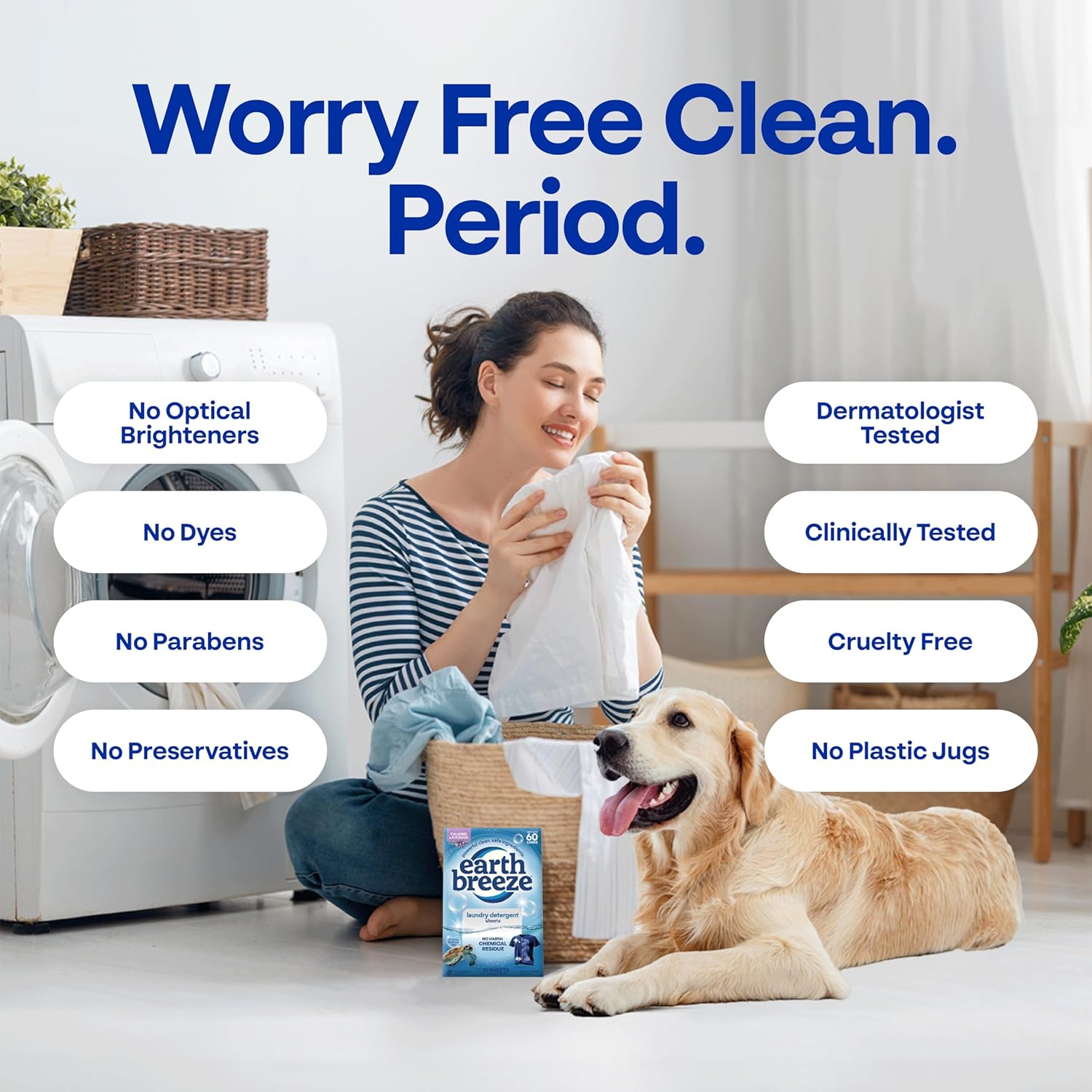 Earth Breeze Laundry Detergent Sheets Fresh Scent 60 Loads
