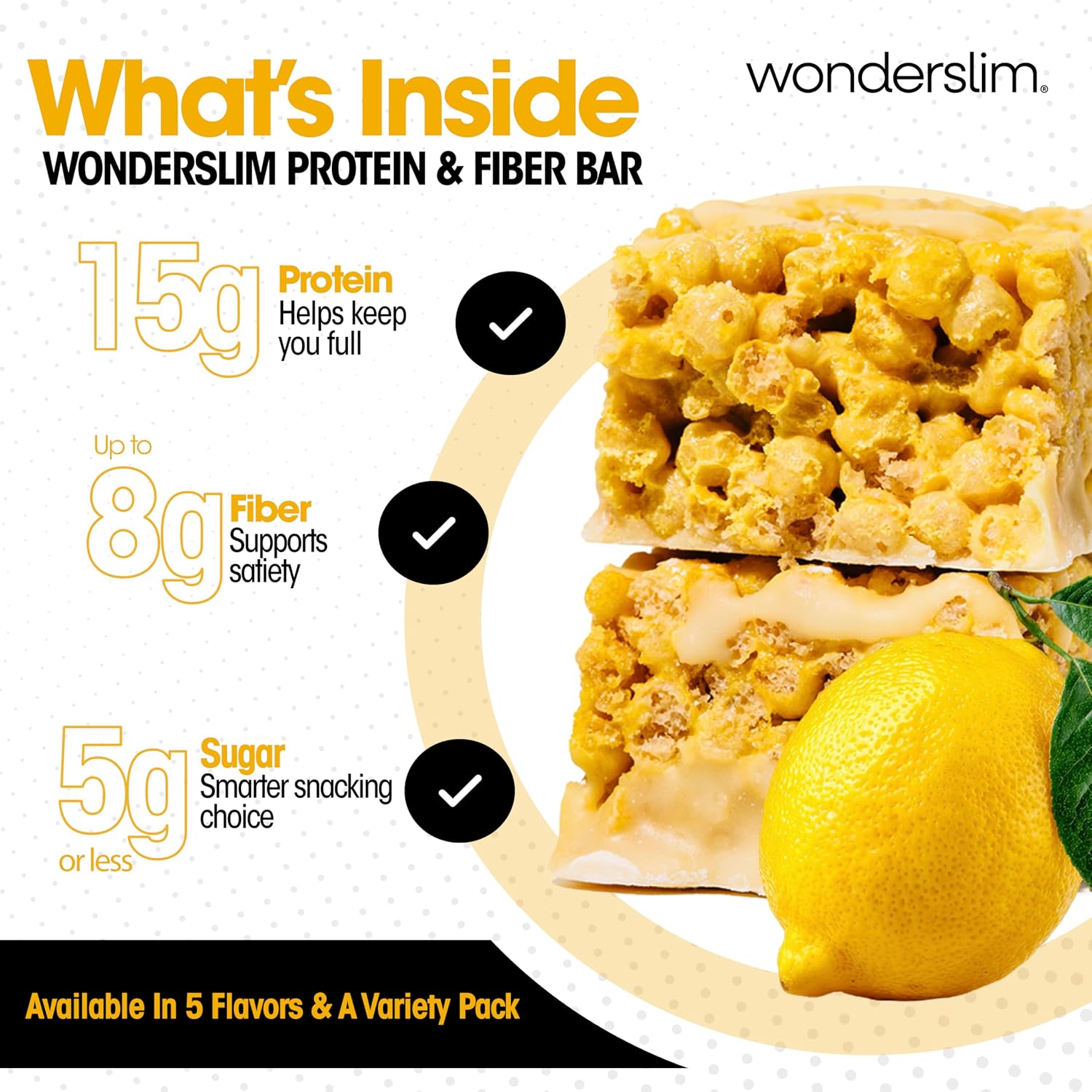 Wonderslim High Fiber Protein Bars, Low Calorie Snack – Fluffy Nutter, 7ct | 15g Protein, 7g Fiber – Gluten-Free, Low Sugar, Protein Snack Bars for Hunger & Craving Control, Weight Management Support
