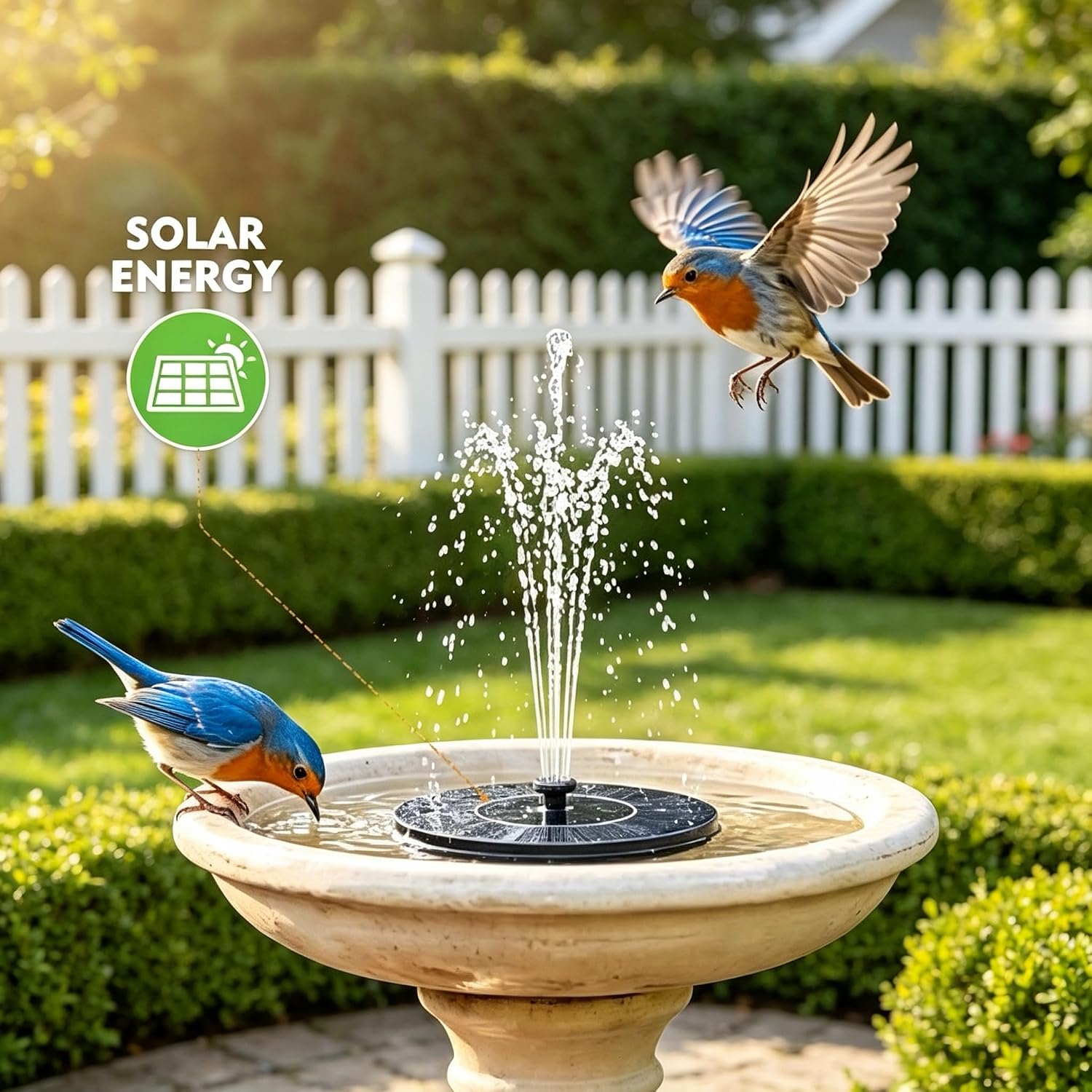 Solar Fountain for Bird Bath, Solar Water Fountain with Multiple Nozzles & Fixed Pipes, Upgraded Version 3.5W Solar Water Pump, Suitable for Bird Bath