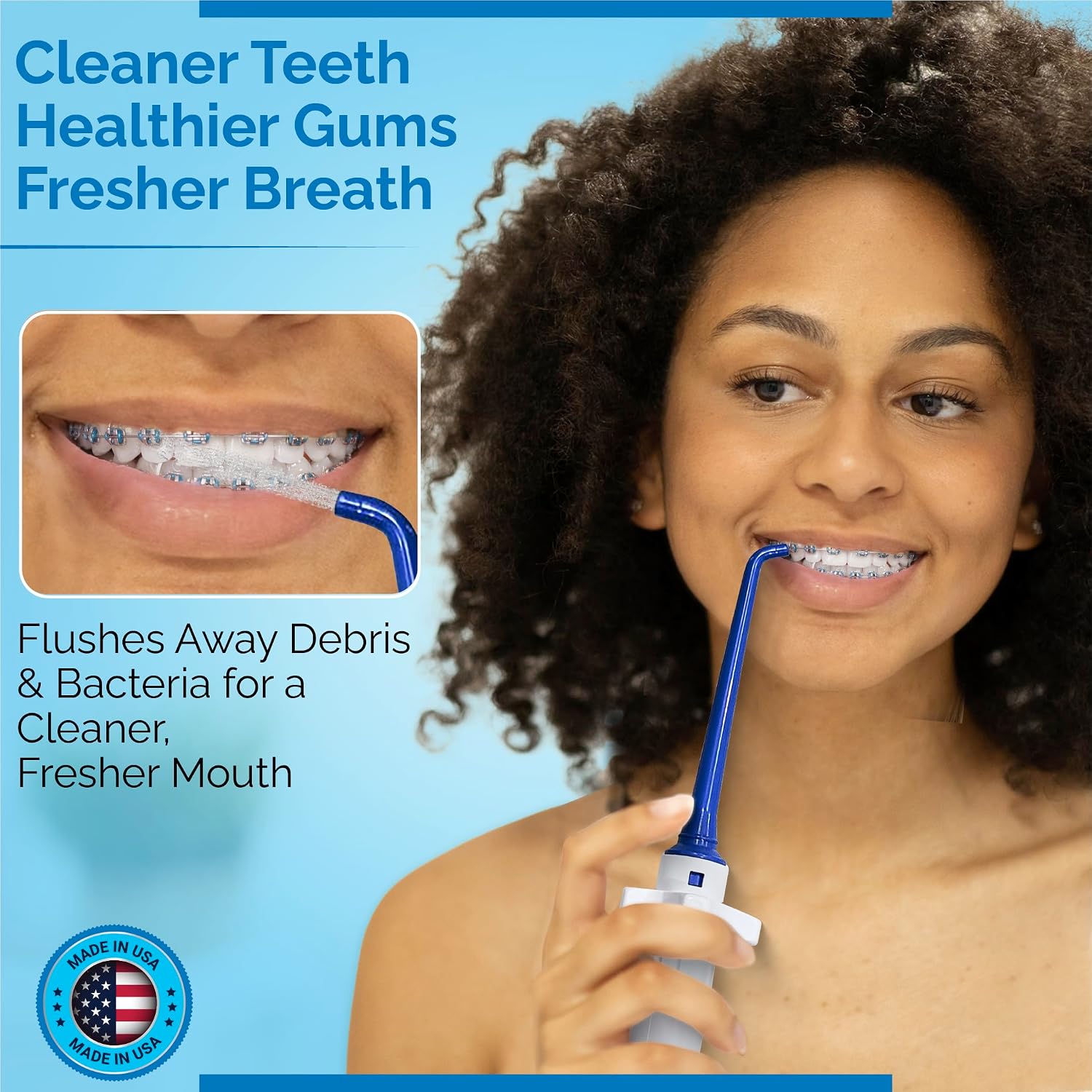 Oral Irrigator - Shower Water Flosser for Healthy Teeth and Gums Made in USA