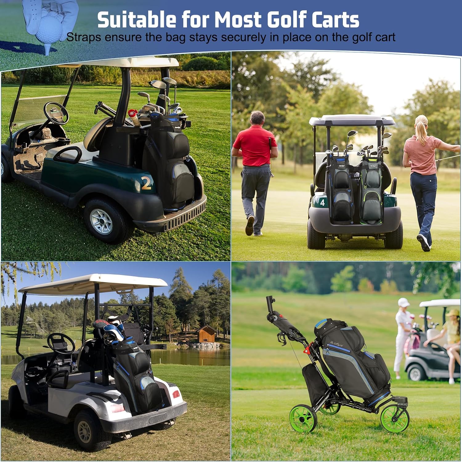 15-Way Golf Cart Bag, Lightweight Golf Club Bag for Men with Cooler | 15 Separate Compartments Easy Club Access Multiple Storage Pockets Cart Strap Channel Beverage Storage and Carry Handles