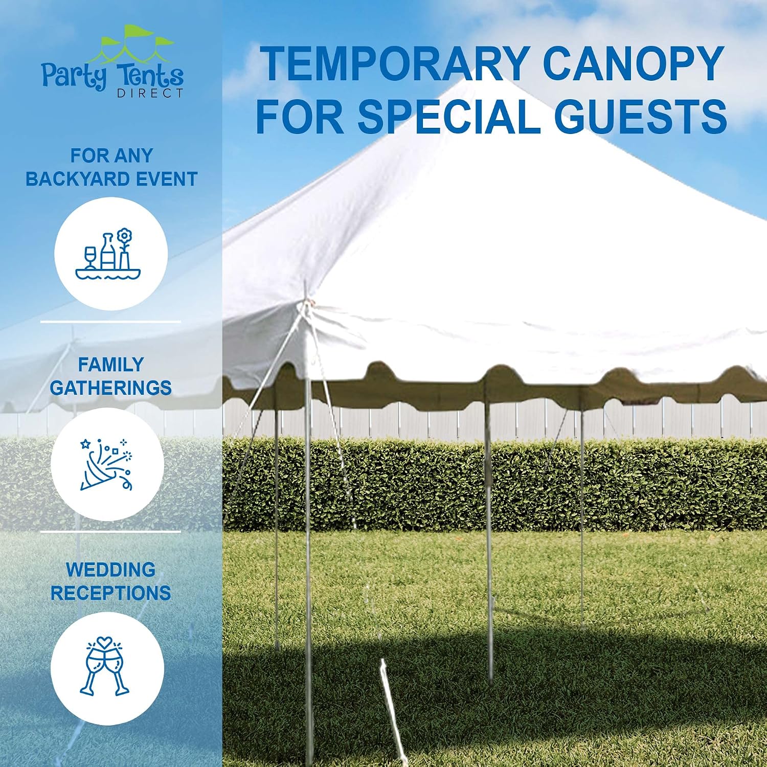 20’ x 20’ Weekender Canopy Pole Tent, Indoor and Outdoor Heavy Duty Easy Up, 80 Person Capacity Tent for Parties, Weddings, and Events, Commercial and Residential Use, PVC White Top | Easy Up Weekender Canopy Tent With 80 Person Capacity - Outdoor Canopi…