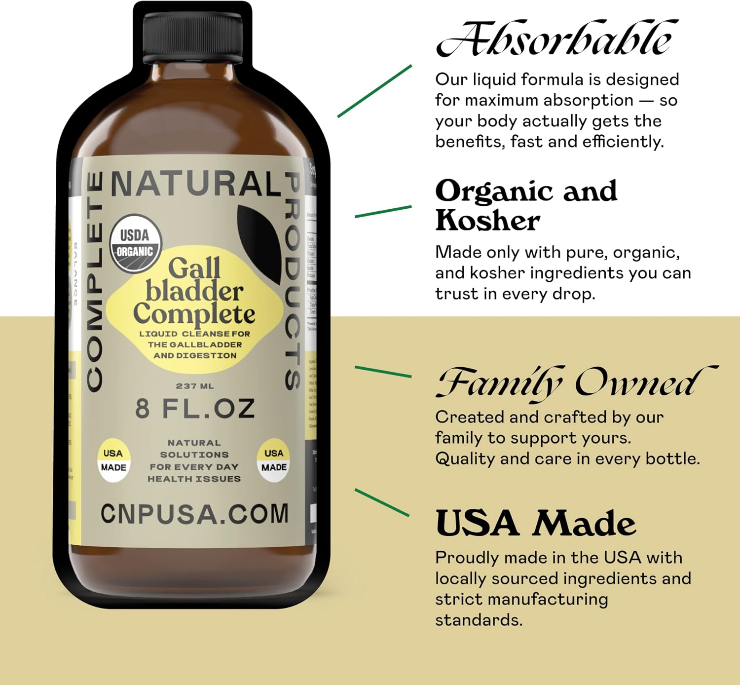 Gallbladder Complete 8oz Organic Liquid Concentrate - Organic Gallbladder Support Formula with Apple Cider Vinegar Digestive Bitters Stone Breaker