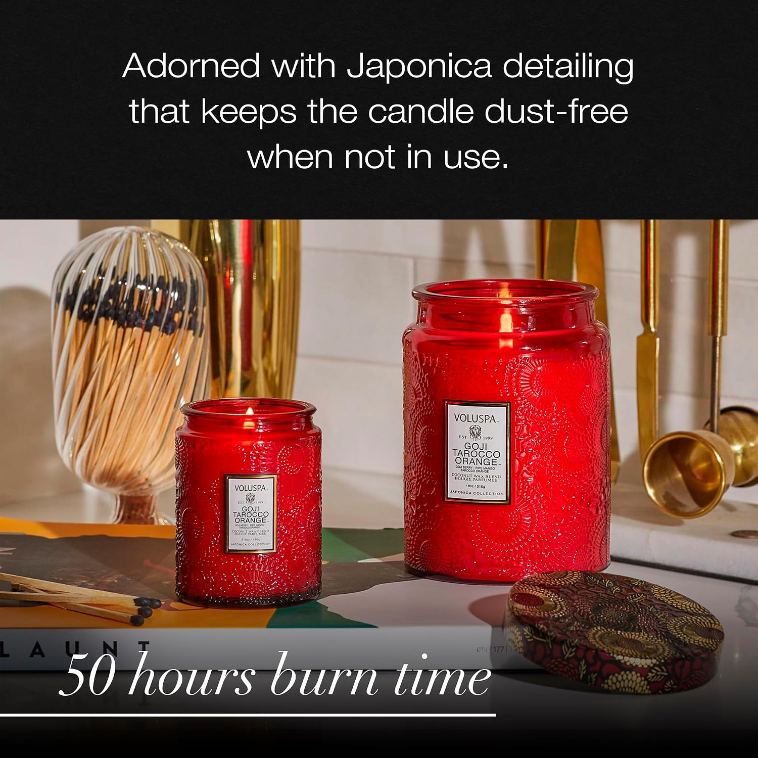 Voluspa Baltic Amber, Small Candle Jar, 5.5 oz, 50 Hour Burn Time, Coconut Wax for Clean Burning, Handcrafted in the USA