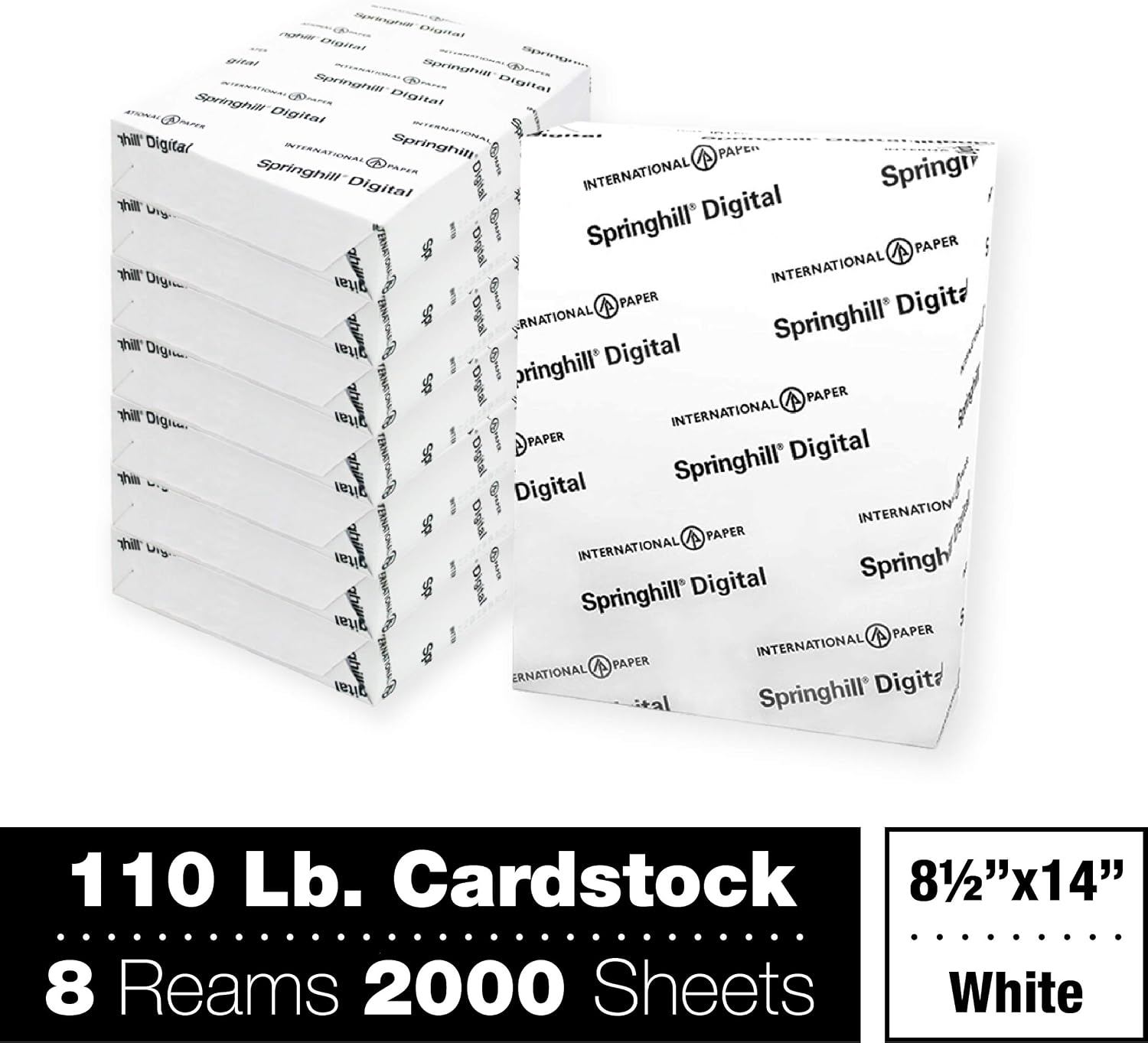 Springhill White 8.5” x 11” Cardstock Paper, 90lb, 163gsm, 250 Sheets (1 Ream) – Premium Lightweight Cardstock, Printer Paper with Smooth Finish for Greeting Cards, Flyers, Scrapbooking – 015101R