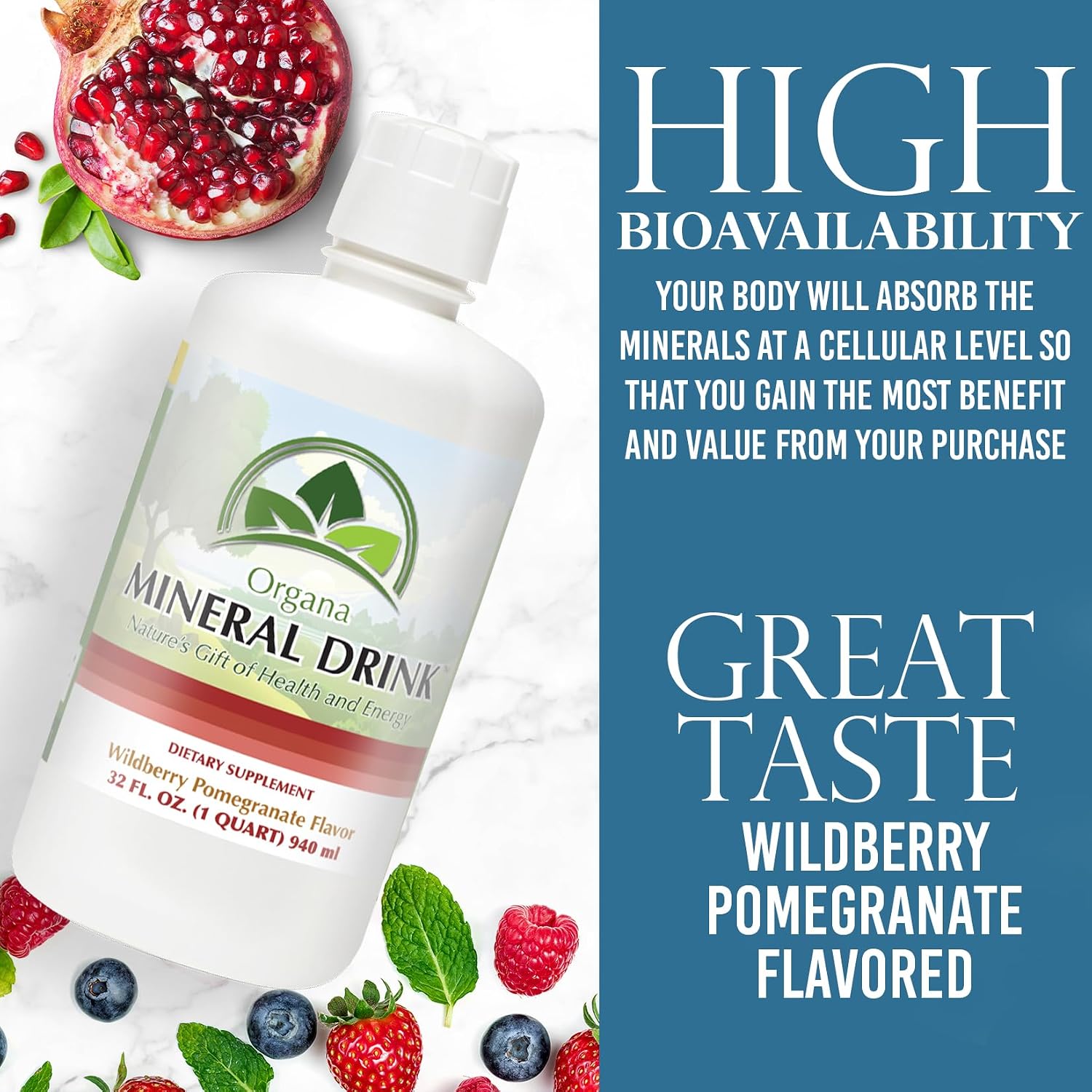 Organa Trace Minerals - Liquid Colloidal Minerals Supplements - Plant Derived for Maximum Absorption - Colloidal Minerals Liquid for Wellness - 32 Ounces