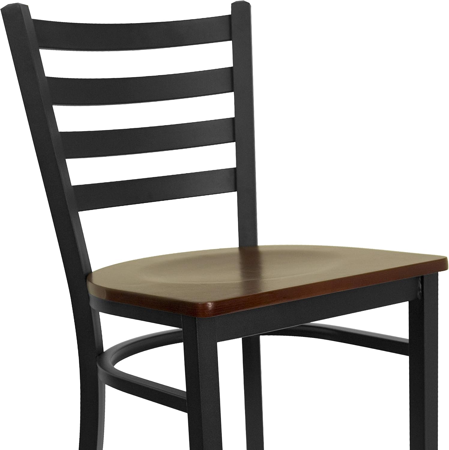 Flash Furniture Hercules Series Ladder Back Metal Restaurant Barstool, Modern Upholstered Armless Bar Height Chair for Restaurants and Kitchens, Black | Vinyl Upholstery, Durable Construction, Commercial Use
