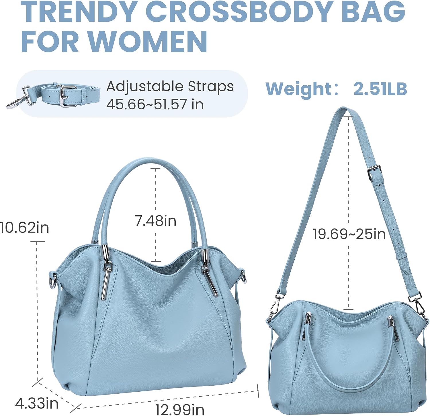 HESHE Leather Shoulder Purses for Women Tote Handbags Satchel Hobo Handbag | Designer Genuine Leather Travel Top Handle Work Bag Ladies Crossbody Purses Adjustable Straps Large Capacity Zippered Closure