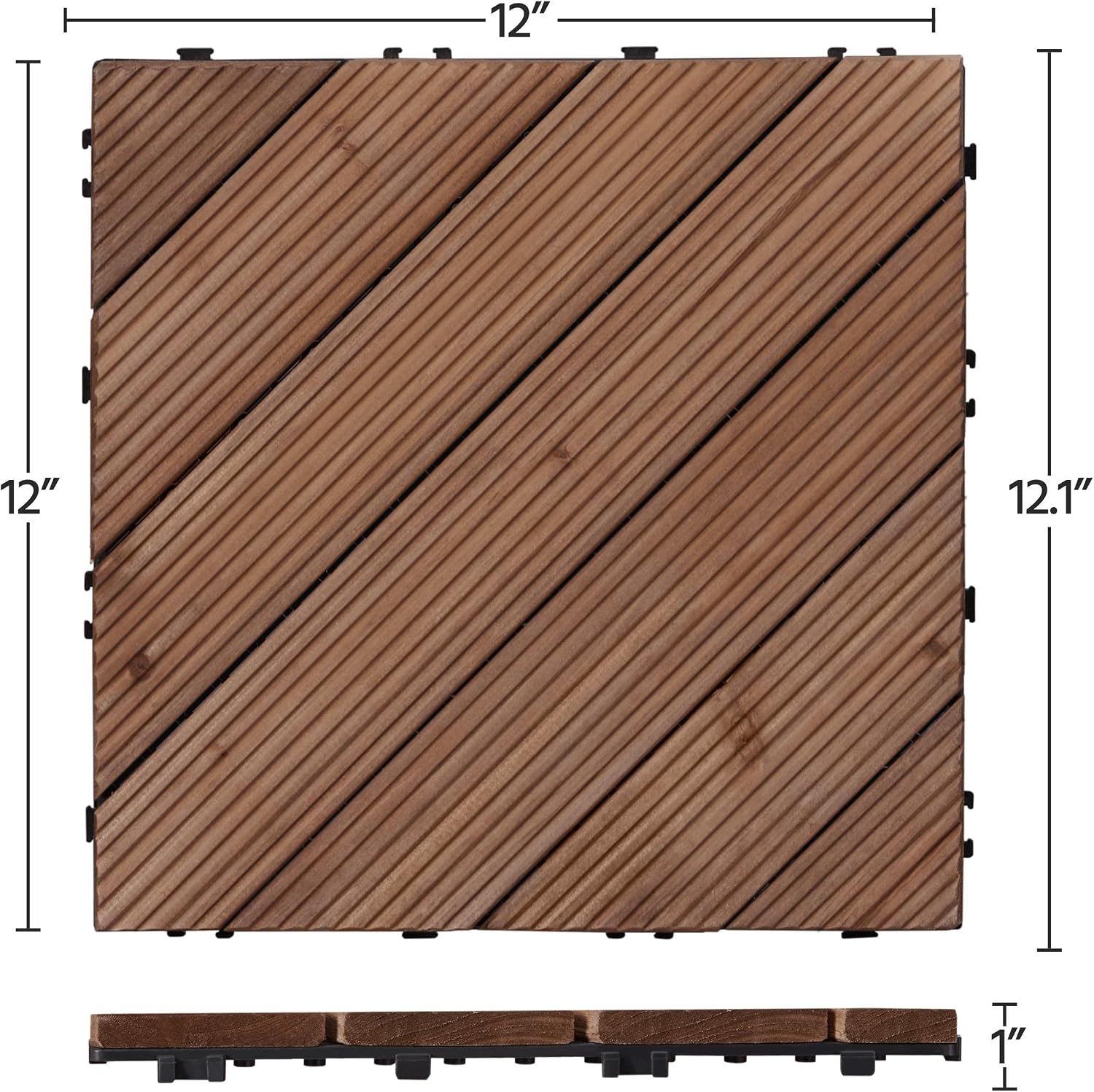 Topeakmart 27PCS Interlocking Deck Tiles 12x12 Patio Flooring, Brown