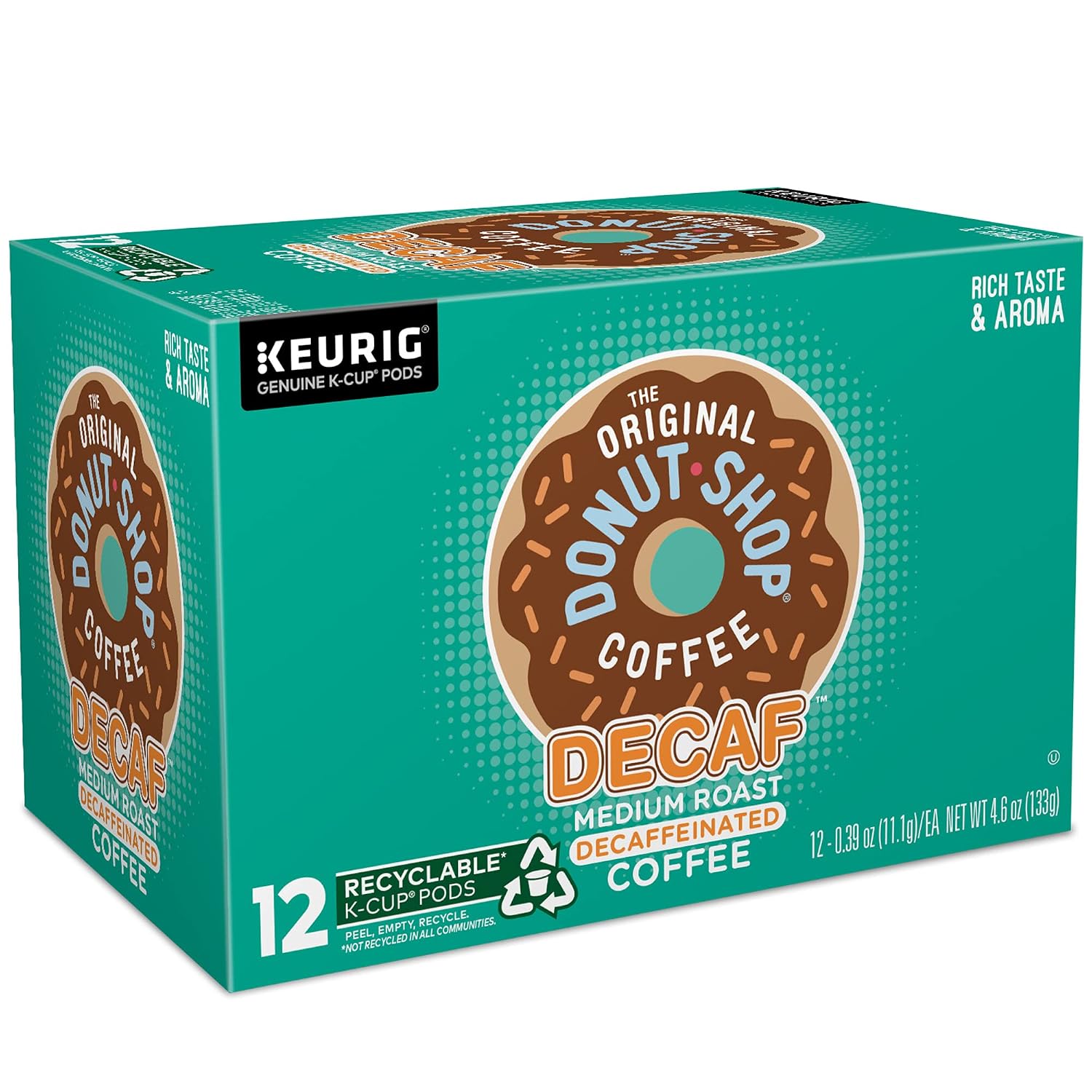 The Original Donut Shop Keurig Single-Serve K-Cup Pods, Decaf Keurig Single-Serve K-Cup Pods, Medium Roast Coffee, 12 Count