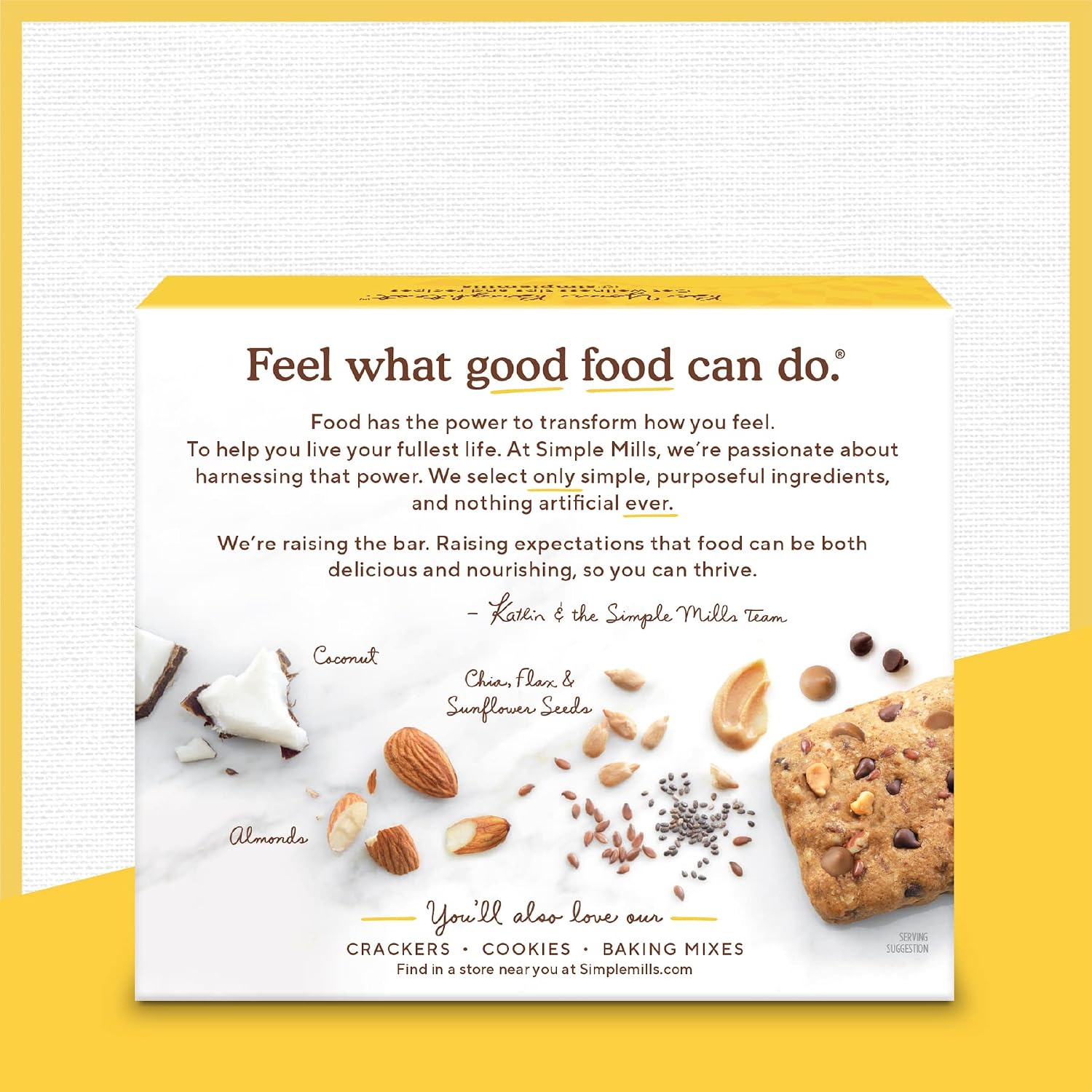 Simple Mills Soft Baked Dark Chocolate Almond Flour Bars, 5 ct, 1.19 oz each