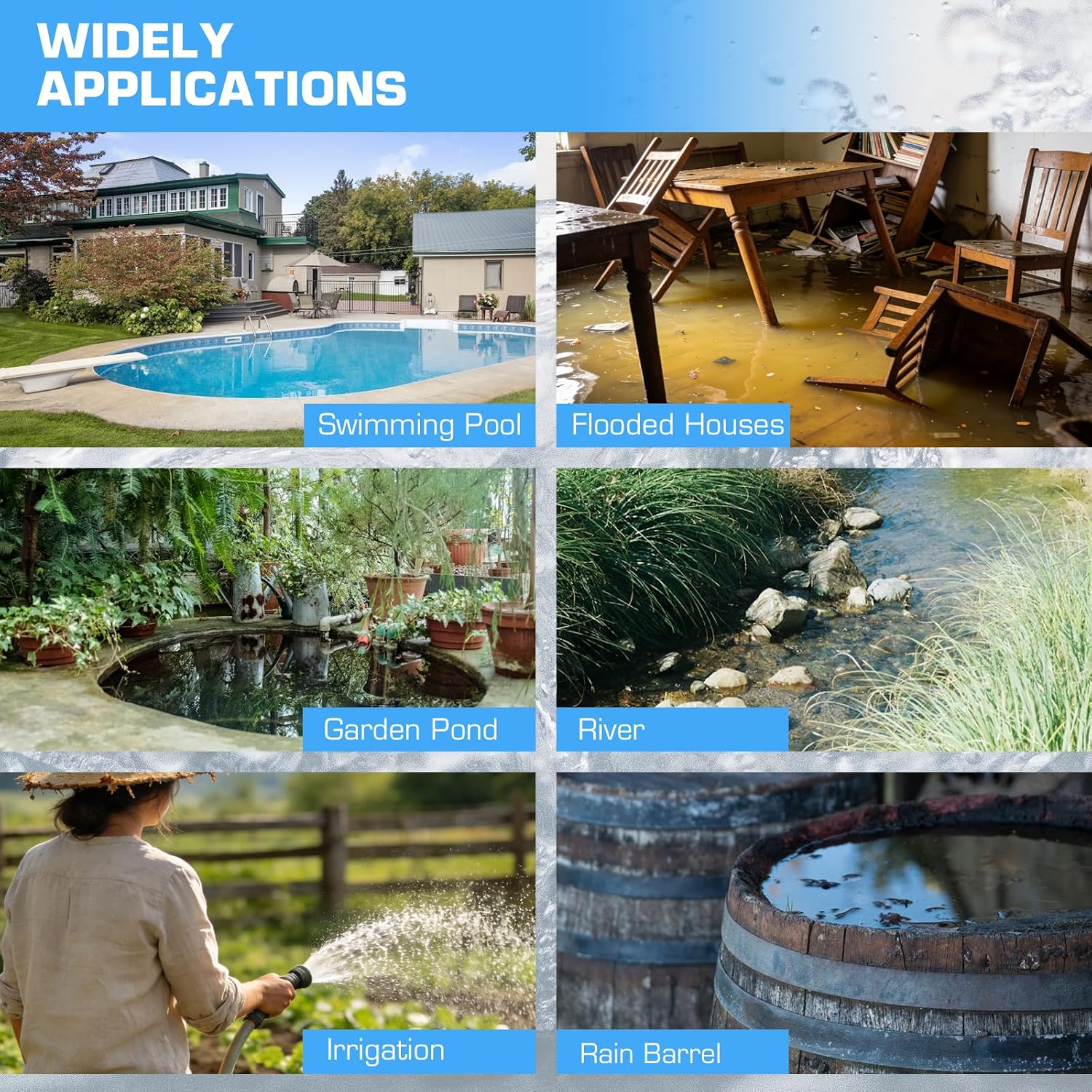 Water Transfer Garden Pump, 1.6 HP 1000GPH Portable Electric Shallow Well Jet Pump, Stainless Steel Sprinkler Pressure Booster Pump for Pool Draining, Lawn Fountain, Irrigation, Water Removal