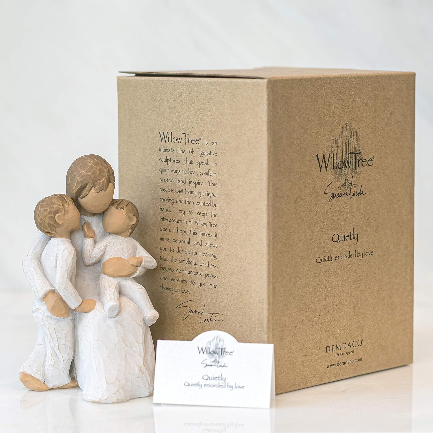 Willow Tree Quietly, Sculpted Hand-Painted Figure | Cast from a Susan Lordi Original Carving, Gift Offering Comfort, Peace, Support and Inner Strength, Includes Enclosure Card