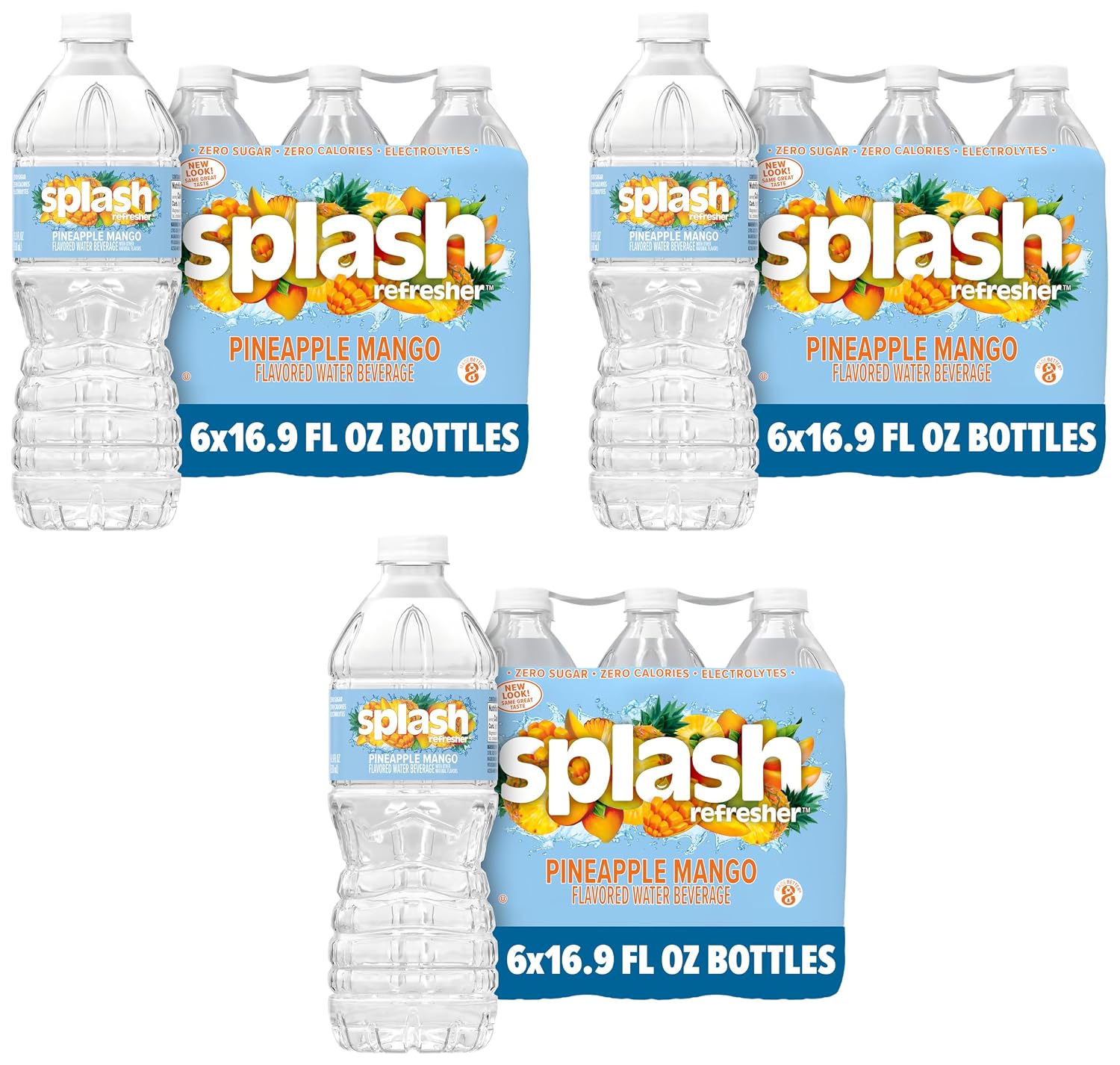SPLASH REFRESHER Flavored Water Bottles, Lemon - 6 Pack | Refreshing Flavored Bottled Water with Electrolytes - Zero Sugar & Zero Calories - 16.9 Fl Oz