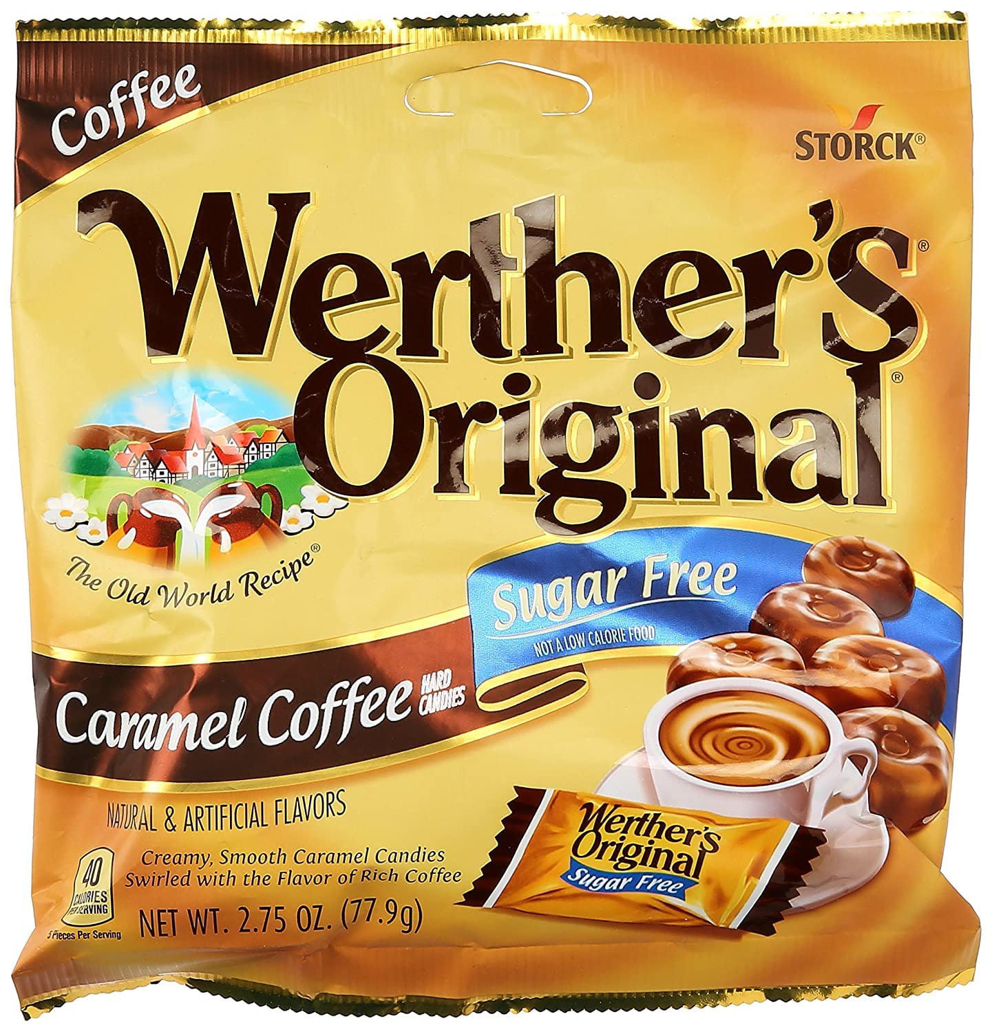 Werther's Original Caramel Coffee Hard Candy - Individually Wrapped Hard Candies for Halloween, Parties, or Snacks - 2.65 oz Bags (Pack of 3)