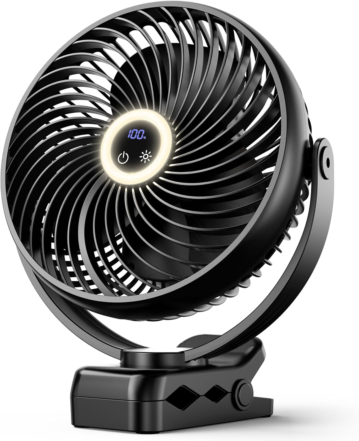 Koonie 8" Clip on Fan, 10000mAh Rechargeable Battery, Strong Airflow, Black