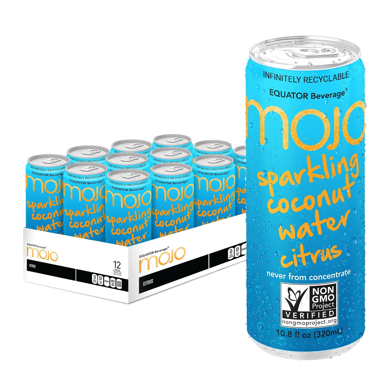 MOJO Sparkling Coconut Water Citrus Hydration Electrolytes 10.8 Oz 12 Pack