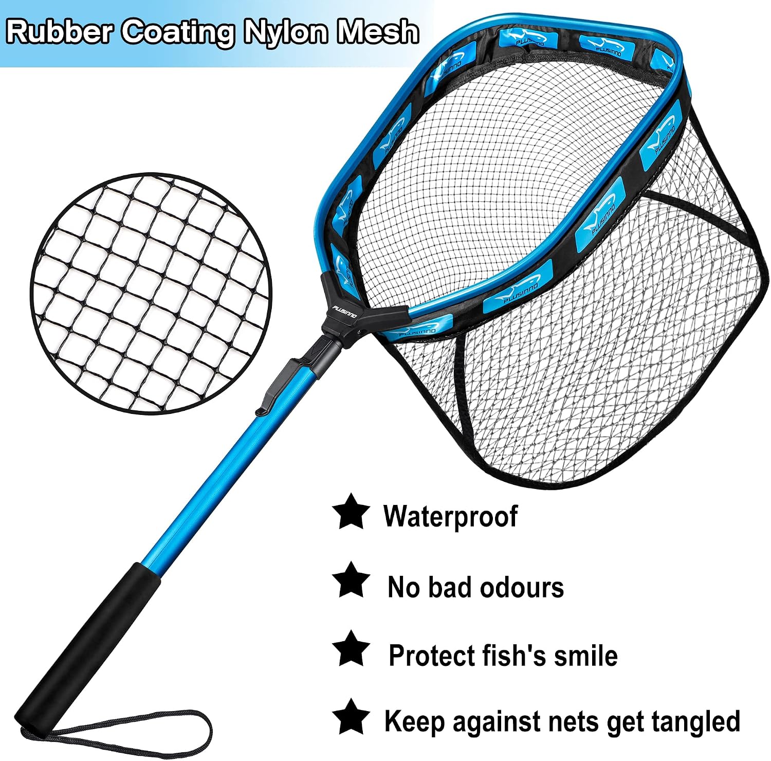 PLUSINNO Floating Fishing Net for Steelhead, Salmon, Fly, Kayak, Catfish, Bass, Trout Fishing