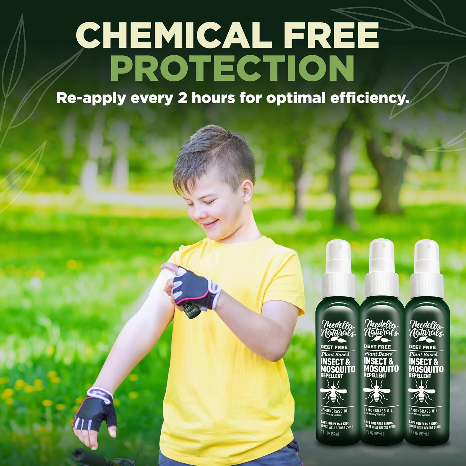 Deet-Free Insect & Mosquito Repellent – Nice Smelling, Pack of 2 (8 oz) | Insect Repellent with Lemongrass Oil Safe for Pets and Kids – Bug Spray for Mosquitoes, Gnats, Black Flies, and No-See-ums