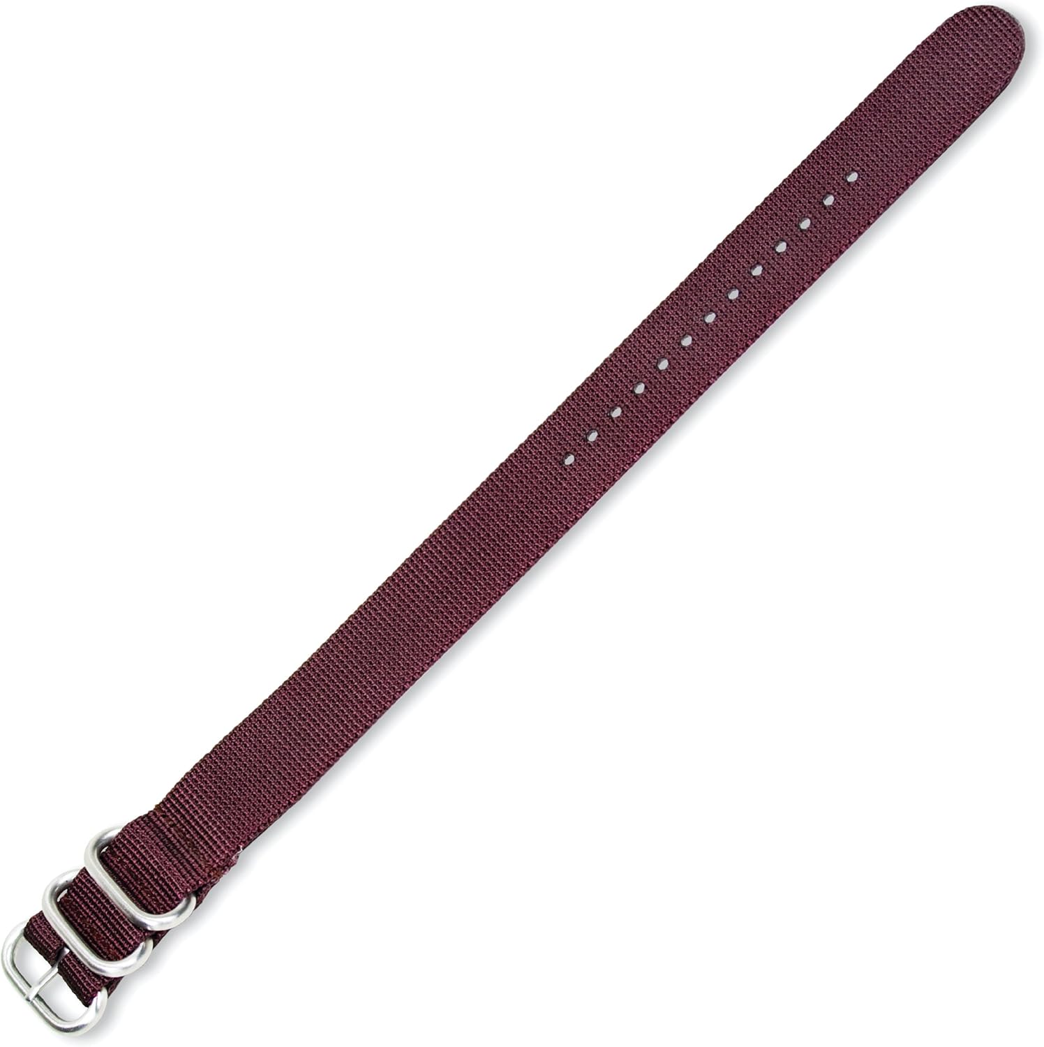 Military Ballistic Nylon Watch Band With Silver Tone Buckle-Choice of Color (Black, Brown, Olive, Black/Grey, Orange, Grey) & Width (18mm, 20mm, 22mm, 24mm, 26mm)