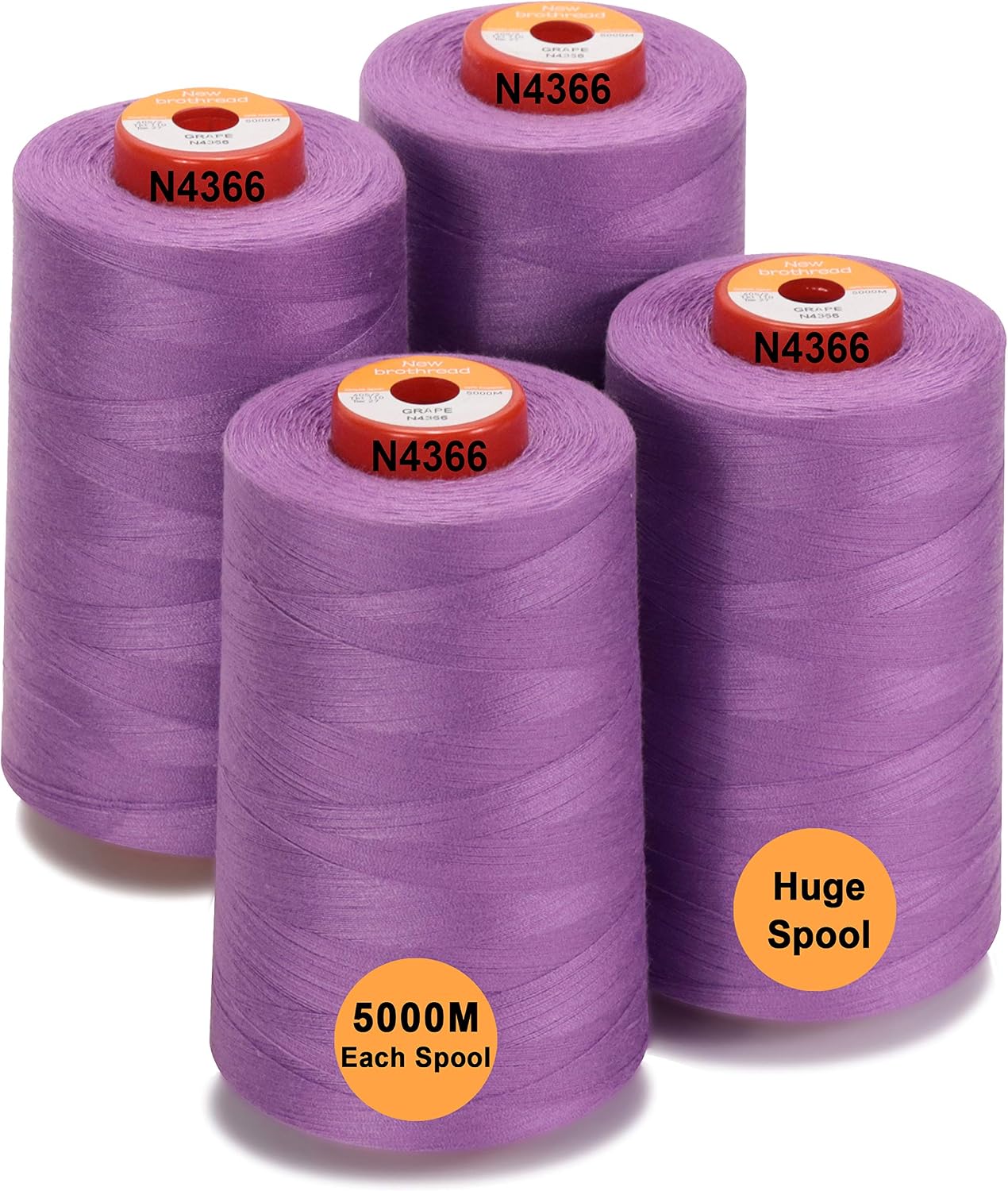New brothread 4 Large Cones All Purpose Polyester Thread -Cream