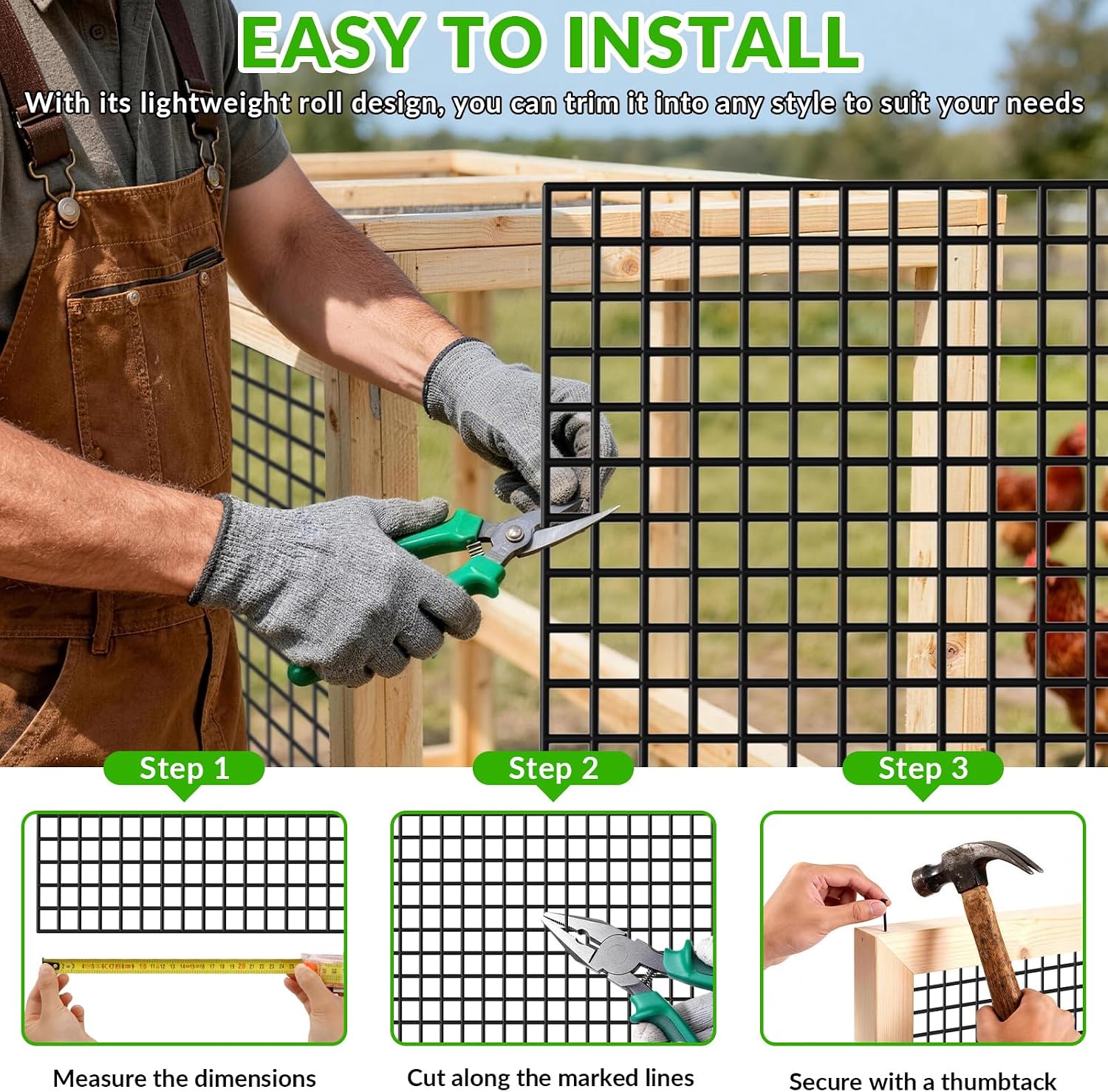 24'' x 50' 1inch Hardware Cloth 16 Gauge Black Vinyl Coated Welded Fence Mesh for Home and Garden Fence and Home Improvement Project (24'' x 50')