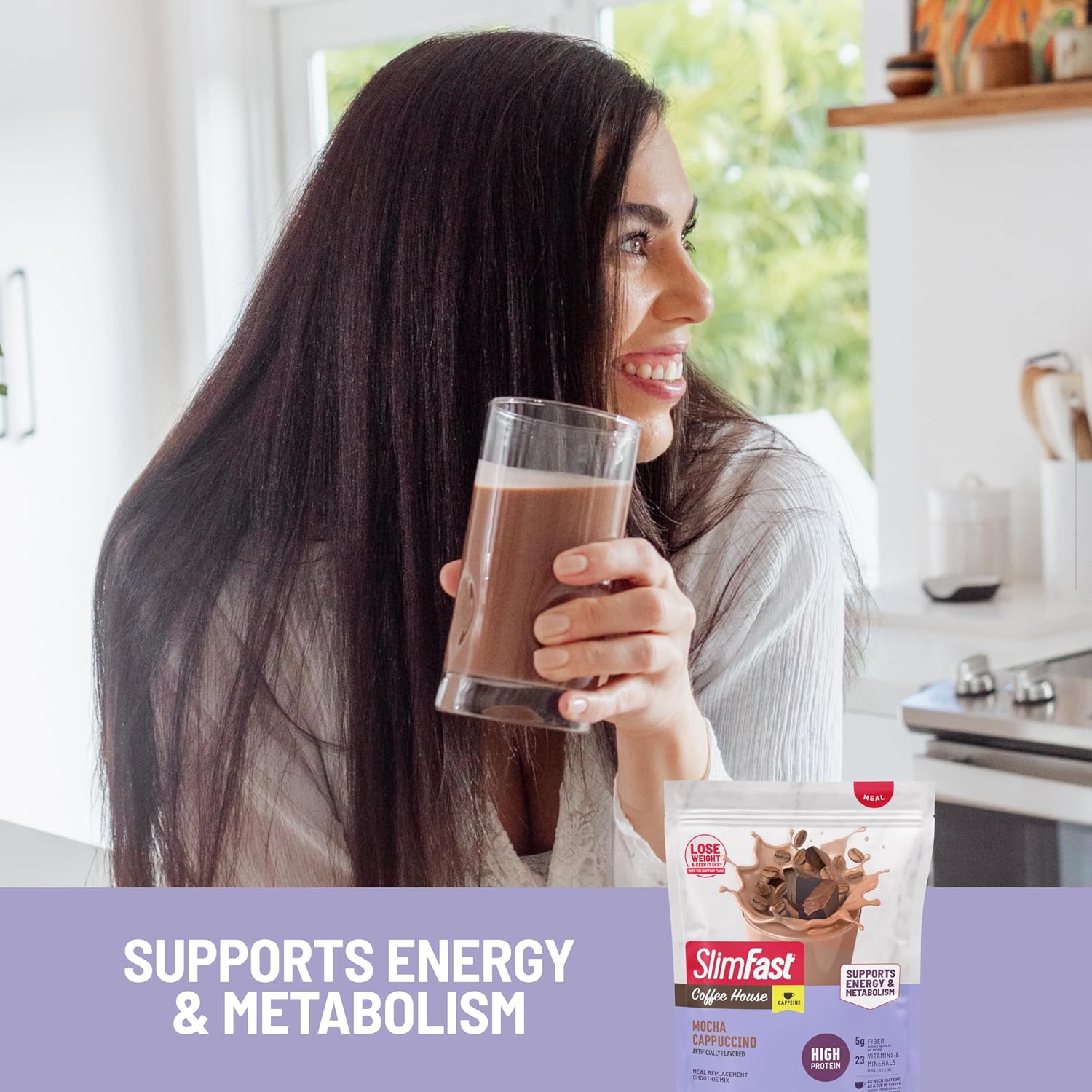 SlimFast High Protein Meal Replacement Shake Powder, 12 Servings (Pack of 2), Advanced Nutrition Smoothie Mix, Digestive Support, Gluten Free, Creamy Chocolate, 20g of Protein (Packaging May Vary)