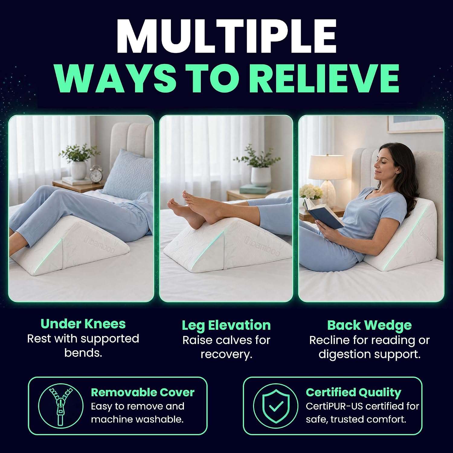 The Angle Wedge Pillow – Leg & Knee Pillow Wedge for Sciatica Pain Relief, Body Pain, Lumbar Decompression – Triangle Foam Cushion Bed Bolster for Lower Back Support, Small | Leg and Knee Pillow Wedge, Body Pain, Lumbar Decompression, Triangle Foam Cushi…