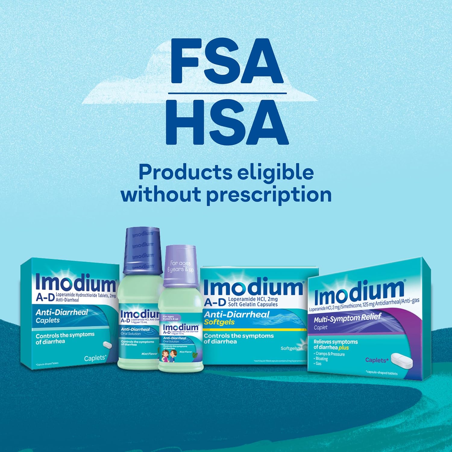 Imodium A-D Diarrhea Relief Caplets, 2mg Loperamide Hydrochloride, 24 Ct | Help Control Symptoms of Diarrhea, Due to Acute Traveler's Diarrhea, for Kids 6+ and Adults