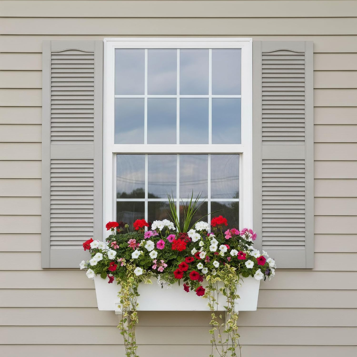 14 1/2"W x 60"H EverColor Open Louver Exterior Vinyl Shutters, w/Installation Shutter-Lok's & Matching Screws (Per Pair), Black