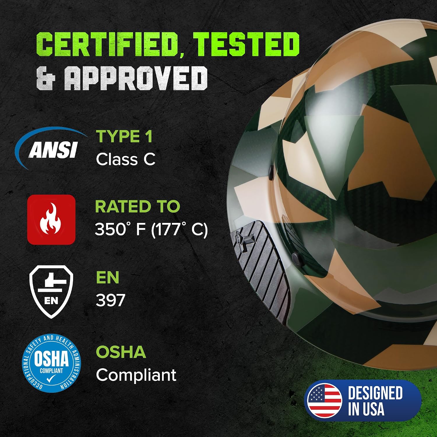 LIFT SAFETY Dax Carbon Fiber Full Brim Hard Hat | Safety/Construction Helmet w/ 6 Point Suspension for Comfort & Impact Protection
