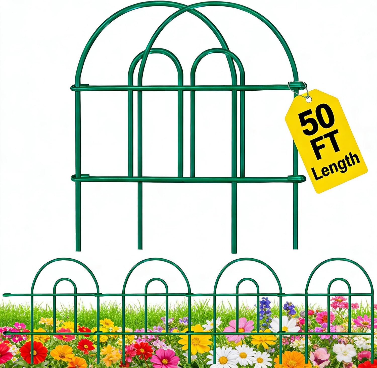 AMAGABELI 10 Panels 17in(H)×10ft(L) Decorative Garden Fences and Borders for Dogs No Dig Rustproof Metal Fence Panels Garden Edging Border Animal Barrier Fencing for Flower Beds Yard Patio Decor Black