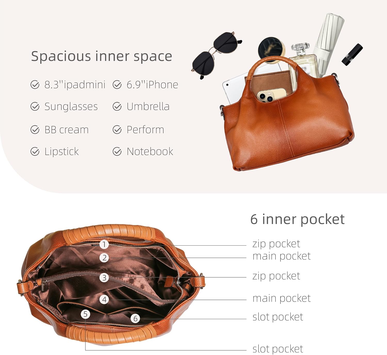 Iswee Leather Satchel Women Purse and Handbag Crossbody Shoulder Bag Hobo | Genuine Cowhide Leather Tote Top Handle Bag Soft & Durable Medium Size Bags with Detachable Multiple Pocketbooks Trendy