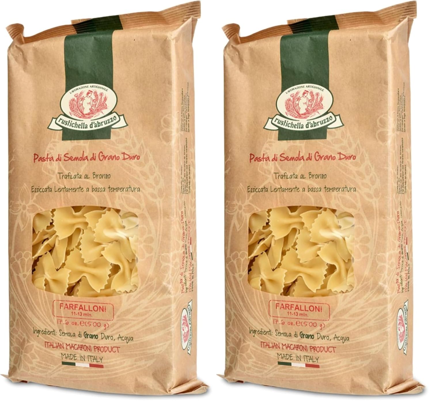 Rustichella d'Abruzzo Farfalloni - Large Bow-Tie Pasta, 500g, Soft Ridges for Better Sauce Adherence, Ideal for Pasta Salads & Classic Sauces