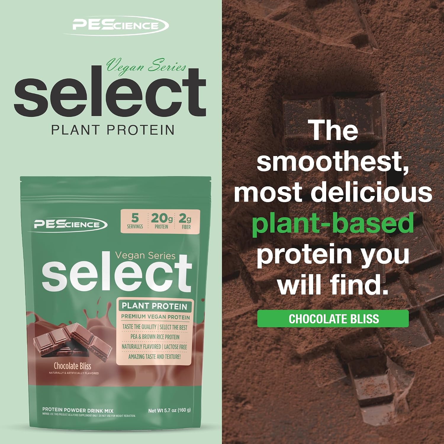PEScience Select Vegan Protein Powder, Peanut Butter Delight, 27 Servings | Plant Based Protein Powder, Pea and Brown Rice Blend, Dairy Free, Lactose Free, Gluten Free