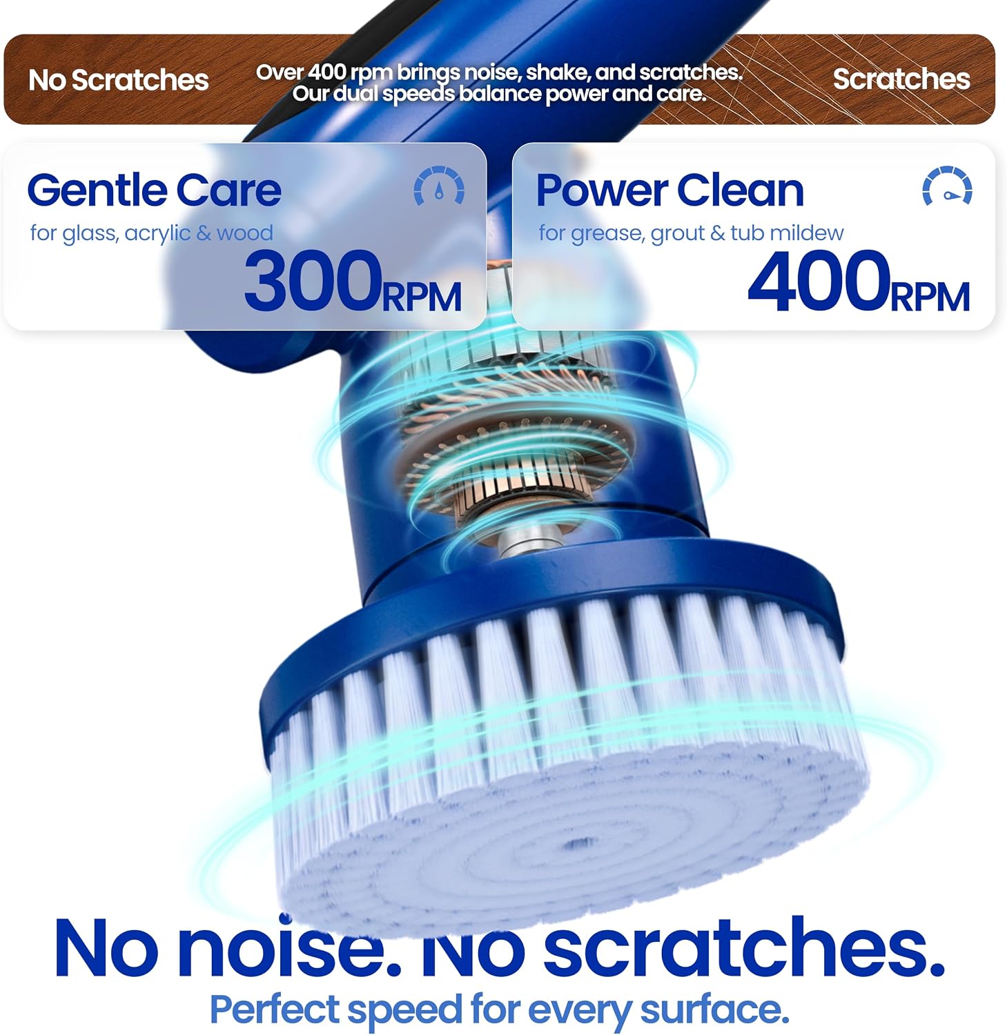 2026 Upgraded Electric Spin Scrubber: 120 Min Runtime, IPX7 Waterproof Cordless Power Scrubber, Adjustable Extension Handle, 8 Heads