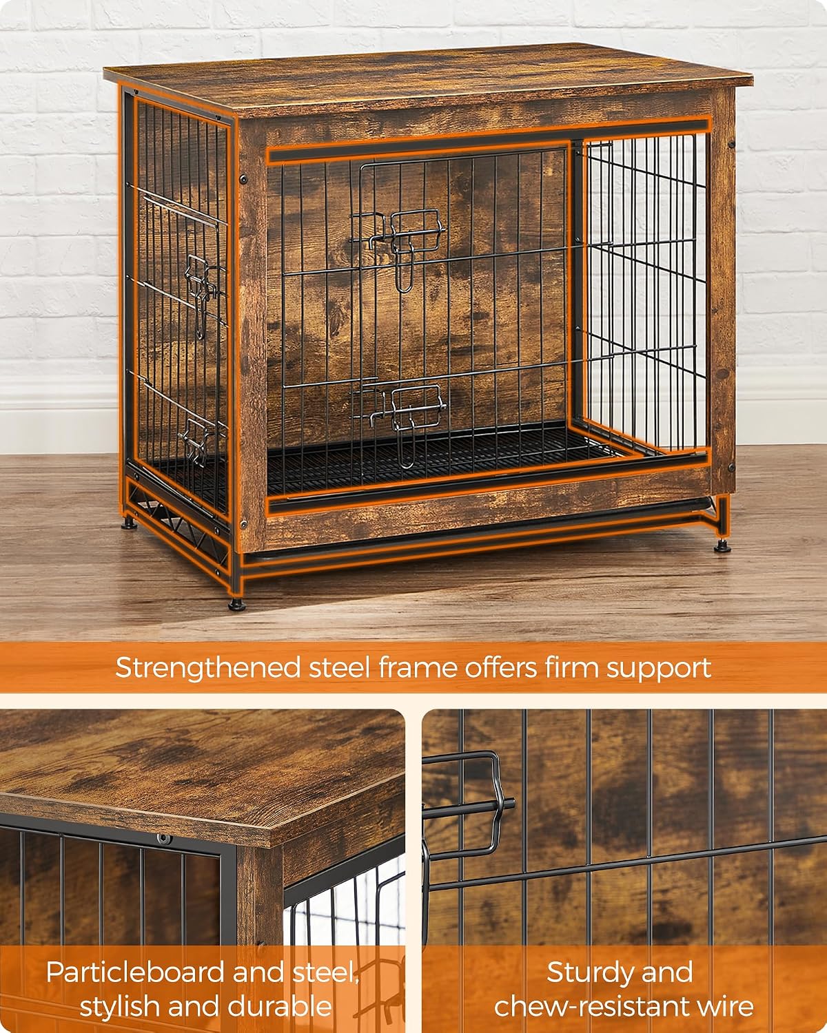 Feandrea 27.2" Dog Crate Furniture, Indoor Dog Kennel Side End Table