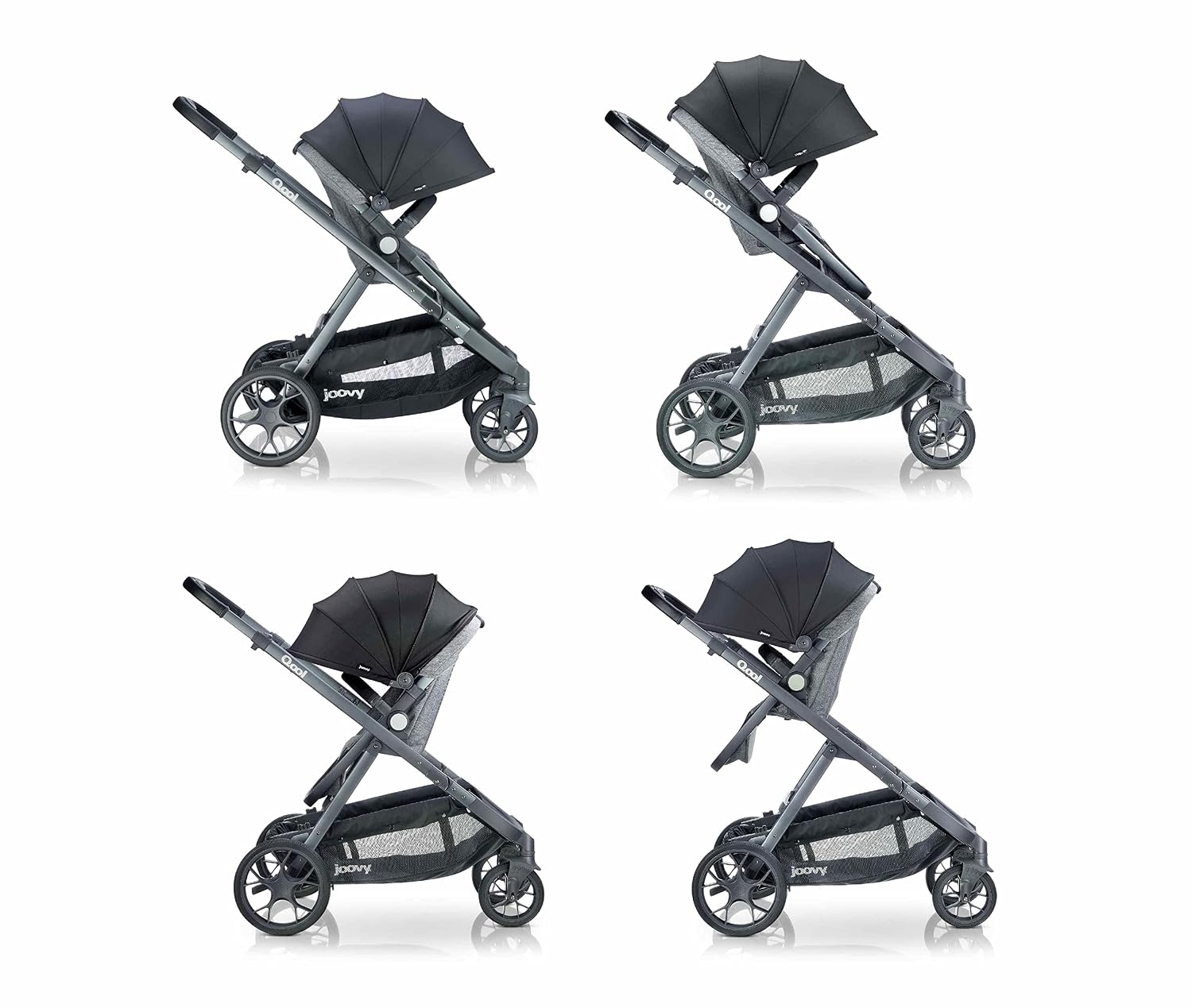 Joovy Qool Stroller, Customizable Stroller, Single, Double, Triple, Grey Melange