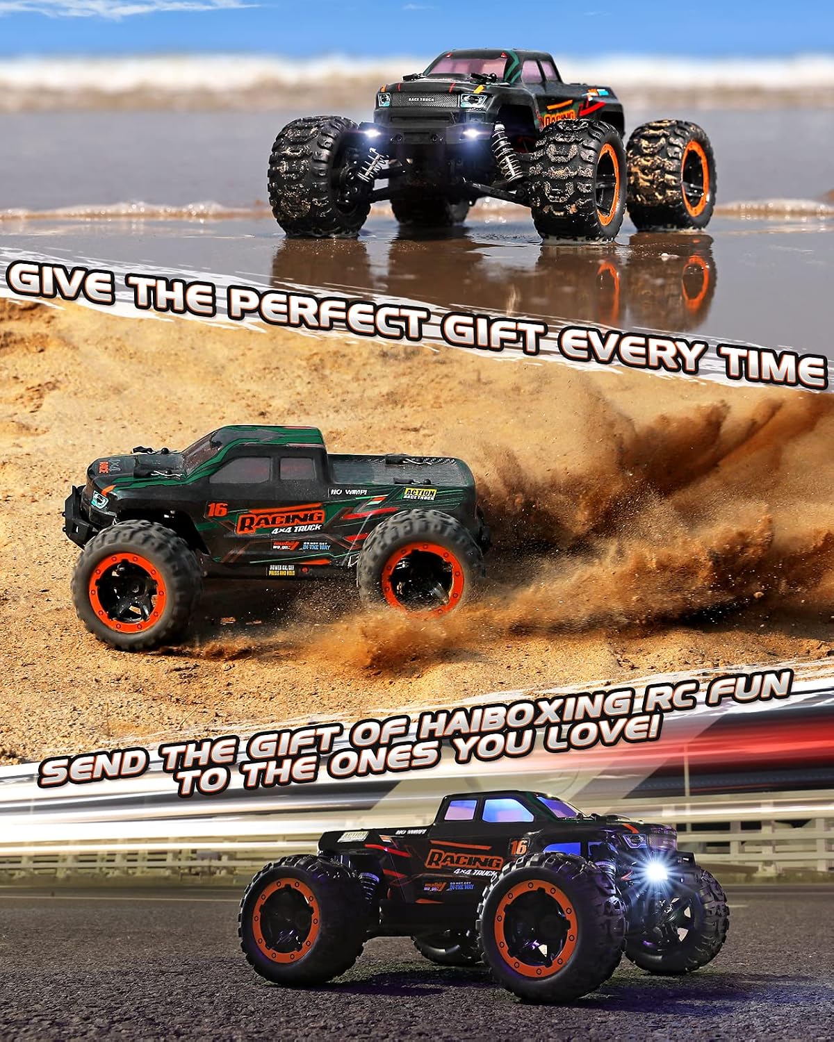 HAIBOXING Remote Control Car 16889, 1:16 Scale 2.4Ghz RC Cars 4x4 Off Road Trucks, Waterproof RTR RC Monster Truck 36KM/H