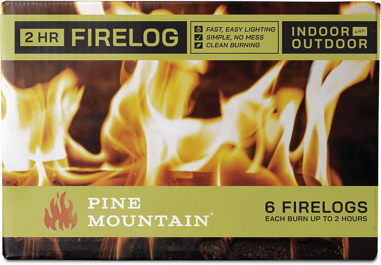 Pine Mountain Traditional 2-Hour Firelogs, Long Burning Fire Log 6 Pack
