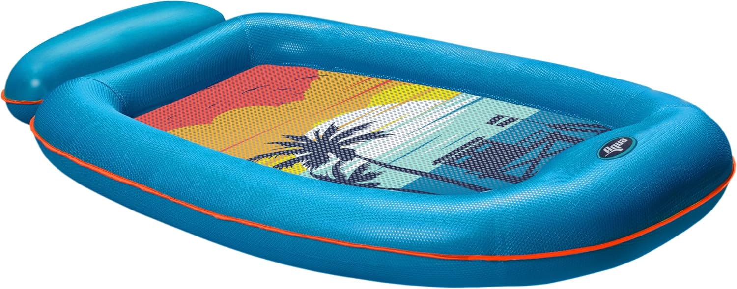 Aqua Comfort Pool Float Lounge – Inflatable Pool Floats for Adults with Headrest and Footrest – Bubble Waves
