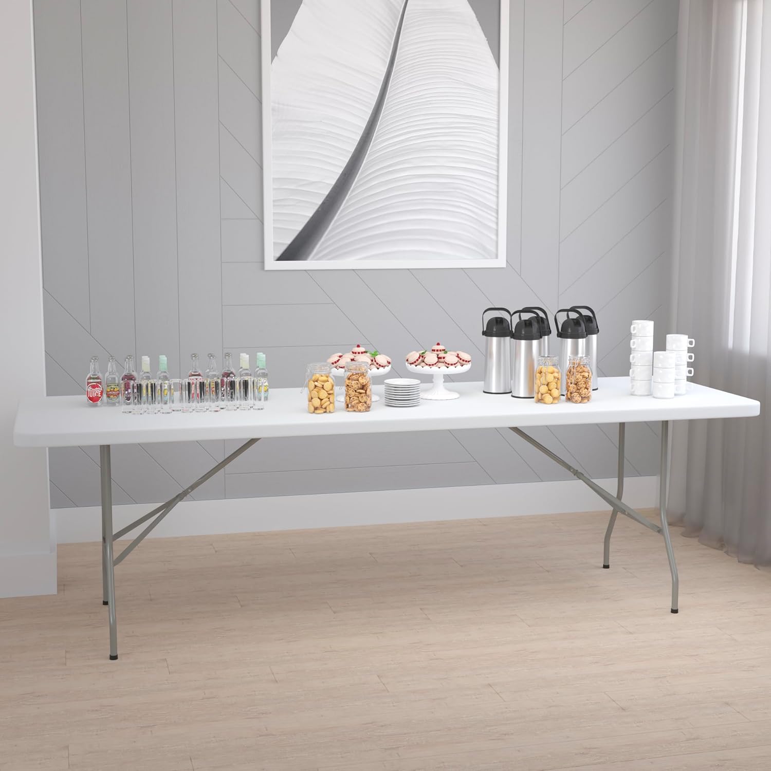 Flash Furniture 5-Foot Granite White Plastic Folding Table | Lightweight, Easy Storage, Commercial Grade