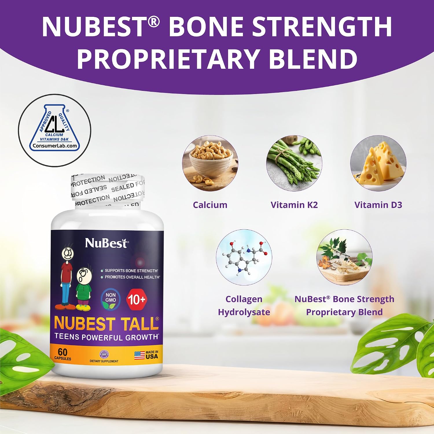 NuBest Bundle Tall 10+ 60 Capsules Tall Kids 90 Chewable Tablets | Height Growth Support for Kids & Teens | Calcium, Vitamins D3 K2