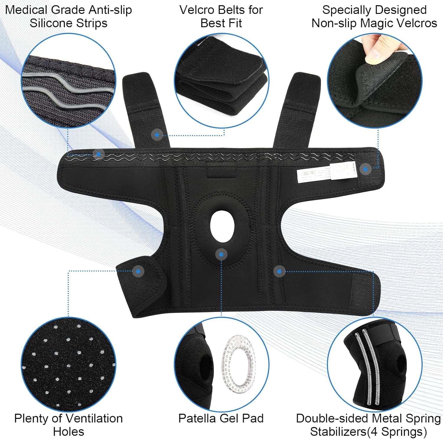 NEENCA Knee Brace for Knee Pain, Adjustable Knee Support with Patella Gel Pad & Side Spring Stabilizers, Knee Wrap for Arthritis, Meniscus Tear, ACL