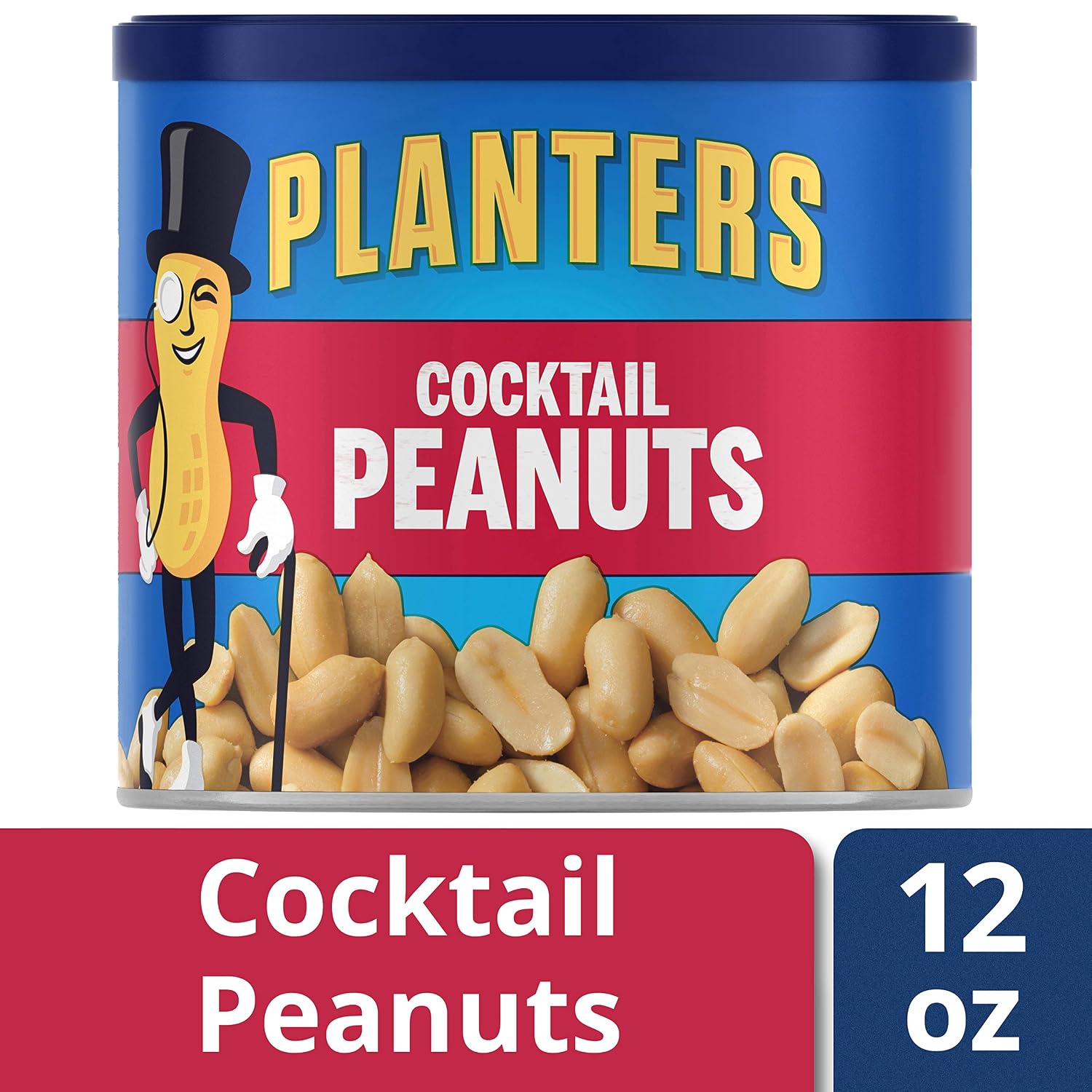 PLANTERS Salted Peanuts, Plant Based Protein Snacks, 12 Oz (1 Ct) | Roasted Salted Nuts. Resealable Canister. Snacks for Adults. Party Mix, Party Snacks
