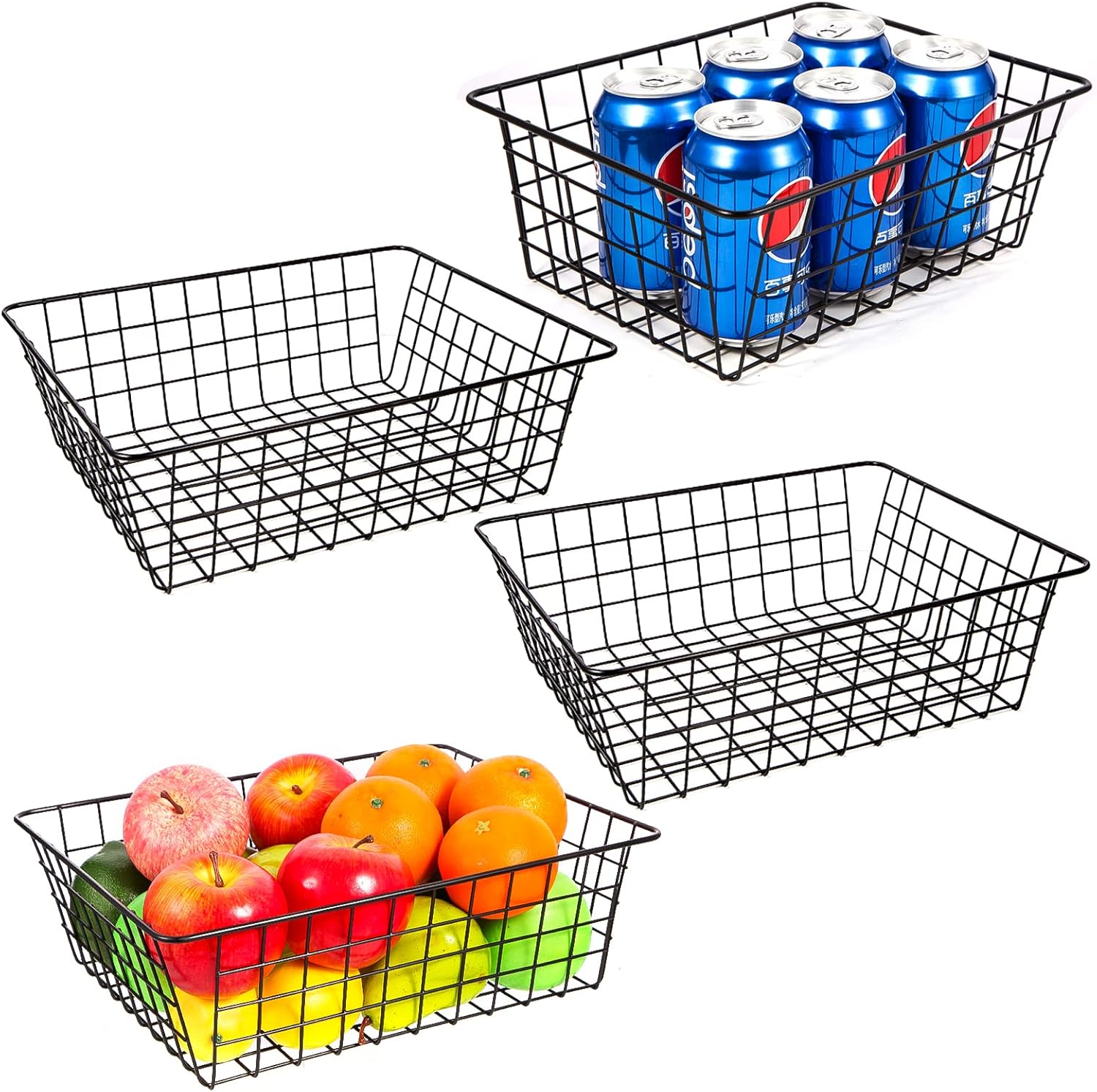 Wire Baskets for Organizing 4 Pack Pantry Baskets For Storage 11x8.7x4.7in
